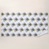 かわいいビーとレインボーウォッシュビーチタオル ビーチタオル (正面)