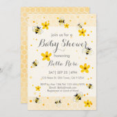 かわいいビーをテーマにしたベビーシャワー招待状 招待状 (正面/裏面)