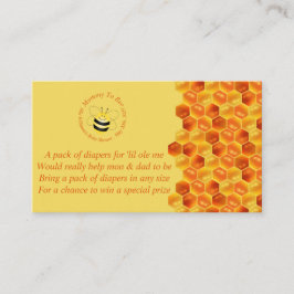 かわいいビーをテーマにした赤ちゃんシャワーおむつラッフルカード エンクロージャーカード