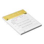 かわいいビーアドバイスと予測ベビーシャワーゲームN ノートパッド (アングル)