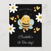 かわいいビーガールの誕生日パーティー インビテーションポストカード (正面)