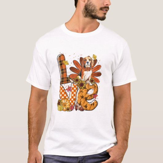 かわいいビーグルと感謝祭 Tシャツ (正面)