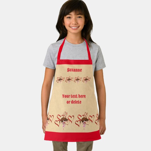 かわいいビーグルの子犬とハート パーソナライズされた エプロン (インサイチュ)
