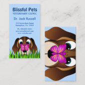 かわいいビーグルの子犬と蝶の獣医 名刺 (正面/裏面)