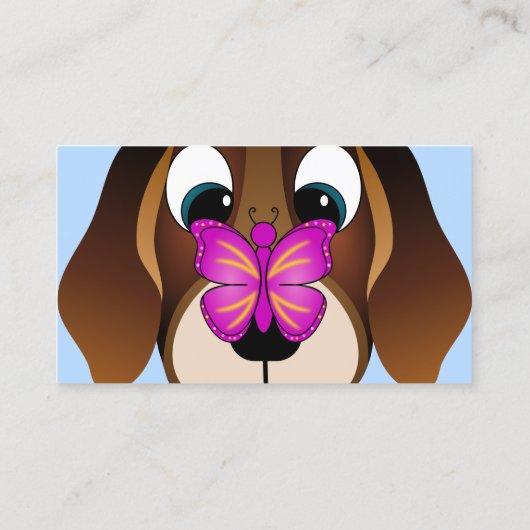 かわいいビーグルの子犬と蝶の獣医 名刺 (裏面)