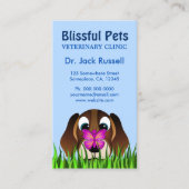 かわいいビーグルの子犬と蝶の獣医 名刺 (正面)