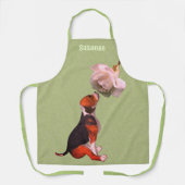 かわいいビーグルの子犬の白いバラパーソナライズされた動物 エプロン (正面)