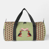 かわいいビーグルの子犬の白いバラパーソナライズされた動物 ダッフルバッグ (裏面)