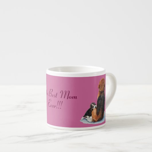 かわいいビーグルの子犬の赤ちゃんママ犬の写真 エスプレッソカップ (正面右)