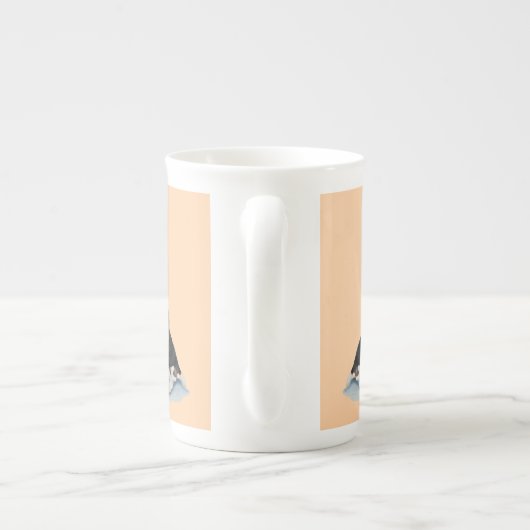 かわいいビーグルの子犬の赤ちゃんママ犬の写真 ボーンチャイナマグカップ (裏面)