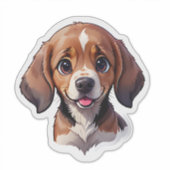 かわいいビーグルの子犬 シール (正面)