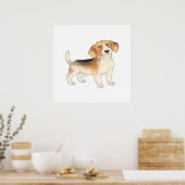 かわいいビーグルの犬の絵 ポスター (キッチン)