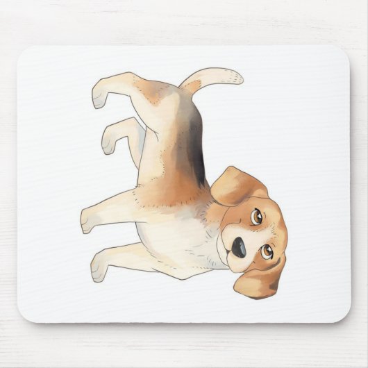 かわいいビーグルの犬の絵 マウスパッド (正面)
