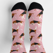 かわいいビーグルズポーズピンク ソックス (上部)