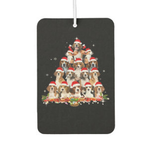かわいいビーグルズ クリスマスツリー 犬 サンタ クリスマスTシャツ 楽しい カーエアーフレッシュナー