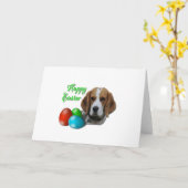 かわいいビーグルトリカラー祝ズハッピーイースター カード (黄色い花)