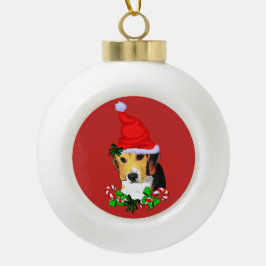 かわいいビーグルパピークリスマス セラミックボールオーナメント