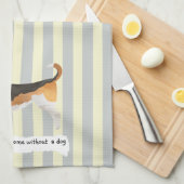 かわいいビーグルブルー&クリストライプのーム キッチンタオル (四つ折り)