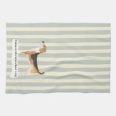 かわいいビーグルブルー&クリストライプのーム キッチンタオル (横)