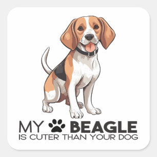 かわいいビーグルママ・パパのための犬グッズ ビーグル愛 犬好き カートゥーン スクエアシール
