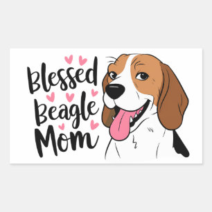かわいいビーグルママ ファーママ カートゥーン パピー 犬好き 長方形シール