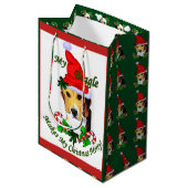 かわいいビーグルメリークリスマス ミディアムペーパーバッグ (正面アングル)