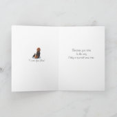 かわいいビーグル子犬がママに抱っこされている カード (内部)