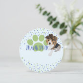 かわいいビーグル子犬の犬の帽子 子供のありがとうカード サンキューカード (スタンド正面)