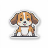かわいいビーグル子犬ステッカー シール (正面)