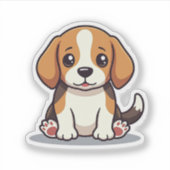 かわいいビーグル子犬ステッカー – 大きな目 シール (正面)