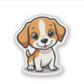 かわいいビーグル子犬 - チビスタイルステッカー シール (正面)