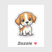 かわいいビーグル子犬 - チビスタイルステッカー シール (シート)