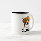 かわいいビーグル子犬 ツートーンマグカップ (正面右)