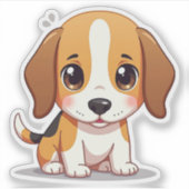 かわいいビーグル子犬 - パステルステッカー シール (正面)
