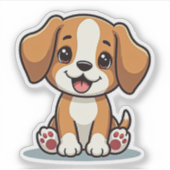 かわいいビーグル子犬 - パステルステッカー シール (正面)
