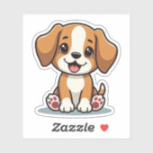 かわいいビーグル子犬 - パステルステッカー シール (シート)