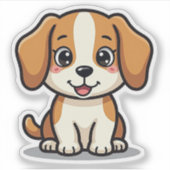 かわいいビーグル子犬 - 眠そうなポーズ シール (正面)