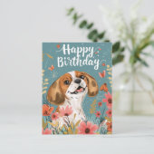 かわいいビーグル犬お誕生日おめでとう ポストカード (スタンド正面)