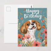 かわいいビーグル犬お誕生日おめでとう ポストカード (正面/裏面)