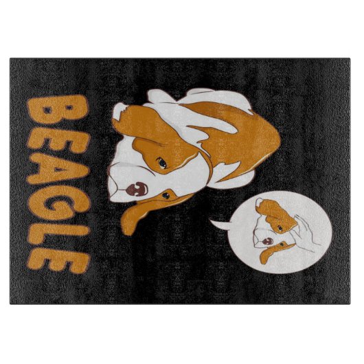 かわいいビーグル犬が嘘をついている カッティングボード (正面)