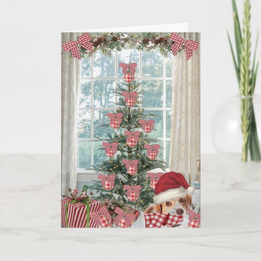 かわいいビーグル犬のクリスマスカード サンキューカード (正面)