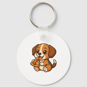かわいいビーグル犬のピザピザ愛好家キャラクター キーホルダー
