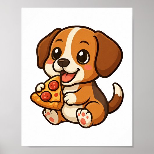 かわいいビーグル犬のピザピザ愛好家キャラクター ポスター (正面)