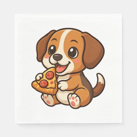 かわいいビーグル犬のピザ愛好家の漫画 スタンダードランチョンナプキン (正面)