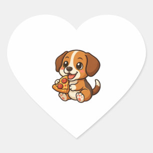 かわいいビーグル犬のピザ ピザ好きのキャラクター ハートシール