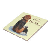 かわいいビーグル犬の子犬およびミイラは芸術のタイルの後をつけます タイル (側面)