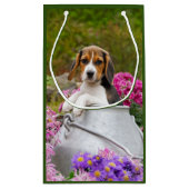 かわいいビーグル犬の子犬のミルク入り花瓶 – スモールペーパーバッグ (裏面)