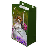 かわいいビーグル犬の子犬のミルク入り花瓶 – スモールペーパーバッグ (裏面アングル)