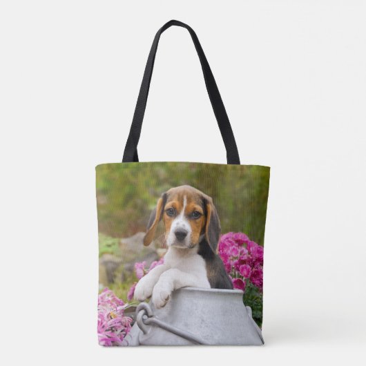 かわいいビーグル犬の子犬の乳母の写真の買い物客 トートバッグ (裏面)