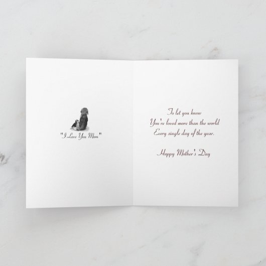 かわいいビーグル犬の子犬の抱きしめるお母さん犬のオリジナルの詩 カード (内部)